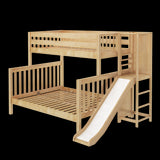 MELD XL NS : Play Bunk Beds Twin XL over Queen High Bunk Bed with Slide Platform, Slat, Natural