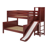 MERGE CP : Play Bunk Beds Low Twin over Full Bunk Bed with Slide Platform, Panel, Chestnut