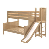 MERGE NP : Play Bunk Beds Low Twin over Full Bunk Bed with Slide Platform, Panel, Natural