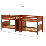 META CP : Multiple Bunk Beds Full Medium Quad Bunk with Stairs in Middle - Chestnut, Panel