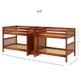 META CS : Multiple Bunk Beds Full Medium Quad Bunk with Stairs in Middle - Slat, Chestnut