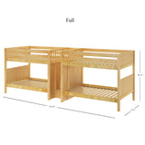 META NP : Multiple Bunk Beds Full Medium Quad Bunk with Stairs in Middle - Natural, Panel