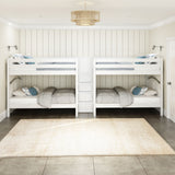 META WC : Multiple Bunk Beds Full Medium Quad Bunk with Stairs in Middle - White, Curve