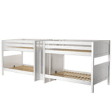 META XL WP : Multiple Bunk Beds Full XL Quadruple Bunk Bed with Stairs, Panel, White