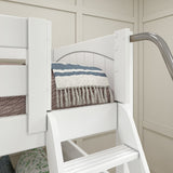 MIDDLE WP : Multiple Bunk Beds Full Medium Corner Bunk Bed with Ladder + Stairs - L, Panel, White