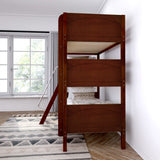 MOLY CP : Multiple Bunk Beds Twin Triple Bunk Bed with Angled and Straight Ladder on Front, Panel, Chestnut