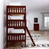 MOLY CS : Multiple Bunk Beds Twin Triple Bunk Bed with Angled and Straight Ladder on Front, Slat, Chestnut
