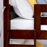 MOLY CS : Multiple Bunk Beds Twin Triple Bunk Bed with Angled and Straight Ladder on Front, Slat, Chestnut