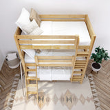 MOLY NP : Multiple Bunk Beds Twin Triple Bunk Bed with Angled and Straight Ladder on Front, Panel, Natural