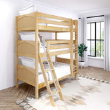 MOLY NP : Multiple Bunk Beds Twin Triple Bunk Bed with Angled and Straight Ladder on Front, Panel, Natural