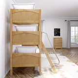 MOLY NP : Multiple Bunk Beds Twin Triple Bunk Bed with Angled and Straight Ladder on Front, Panel, Natural