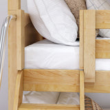 MOLY NP : Multiple Bunk Beds Twin Triple Bunk Bed with Angled and Straight Ladder on Front, Panel, Natural