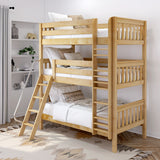 MOLY NS : Multiple Bunk Beds Twin Triple Bunk Bed with Angled and Straight Ladder on Front, Slat, Natural