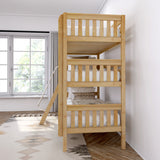 MOLY NS : Multiple Bunk Beds Twin Triple Bunk Bed with Angled and Straight Ladder on Front, Slat, Natural