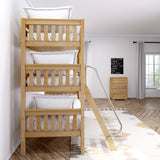 MOLY NS : Multiple Bunk Beds Twin Triple Bunk Bed with Angled and Straight Ladder on Front, Slat, Natural