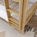 MOLY NS : Multiple Bunk Beds Twin Triple Bunk Bed with Angled and Straight Ladder on Front, Slat, Natural