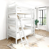 MOLY WS : Multiple Bunk Beds Twin Triple Bunk Bed with Angled and Straight Ladder on Front, Slat, White