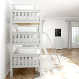 MOLY WS : Multiple Bunk Beds Twin Triple Bunk Bed with Angled and Straight Ladder on Front, Slat, White