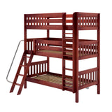 MOLY XL CS : Multiple Bunk Beds Twin XL Triple Bunk Bed with Angled and Straight Ladder on Front, Slat, Chestnut