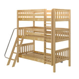 MOLY XL NS : Multiple Bunk Beds Twin XL Triple Bunk Bed with Angled and Straight Ladder on Front, Slat, Natural