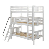 MOLY XL WS : Multiple Bunk Beds Twin XL Triple Bunk Bed with Angled and Straight Ladder on Front, Slat, White