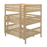 MONOLITH XL NS : Multiple Bunk Beds Queen Triple Bunk Bed with Straight Ladders on Front, Slat, Natural