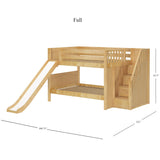 MOUNTAIN NP : Play Bunk Beds Full Low Bunk Bed with Stairs + Slide, Panel, Natural