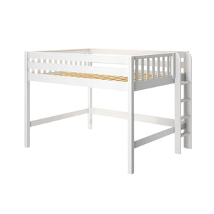 PARCEL XL NS : Standard Loft Beds Queen Mid Loft Bed with Straight Ladder on End, Slat, Natural