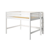 PARCEL XL WS : Standard Loft Beds Queen Mid Loft Bed with Straight Ladder on End, Slat, White