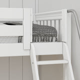 PEAK WS : Corner Loft Beds Full + Twin High Corner Loft Bed with Ladder + Stairs - L, Slat, White