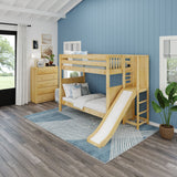 POOF XL NP : Play Bunk Beds Twin XL High Bunk Bed with Slide Platform, Panel, Natural