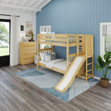 POOF XL NS : Play Bunk Beds Twin XL High Bunk Bed with Slide Platform, Slat, Natural