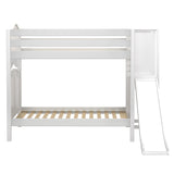 POOF XL WC : Play Bunk Beds Twin XL High Bunk Bed with Slide Platform, Curved, White