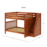 POPPER XL CS : Staircase Bunk Beds Queen High Bunk Bed with Stairs, Slat, Chestnut