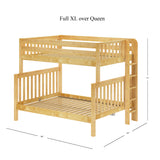 POSH XL 1 NS : Staggered Bunk Beds High Full XL over Queen Bunk Bed, Slat, Natural