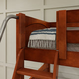 QUAD CP : Multiple Bunk Beds Twin High Corner Bunk Bed with Angled Ladder and Stairs on Right, Panel, Chestnut