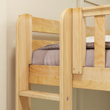 QUADRANT 1 NS : Multiple Bunk Beds Full + Twin High Corner Bunk with Straight Ladders on Ends, Slat, Natural