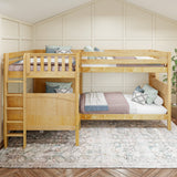QUADRANT XL 1 NP : Multiple Bunk Beds Full XL + Twin XL High Corner Bunk with Straight Ladders on Ends, Natural, Panel