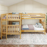 QUADRANT XL 1 NS : Multiple Bunk Beds Full XL + Twin XL High Corner Bunk with Straight Ladders on Ends, Slat, Natural
