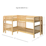 QUADRANT XL 1 NS : Multiple Bunk Beds Full XL + Twin XL High Corner Bunk with Straight Ladders on Ends, Slat, Natural