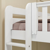 QUADRANT XL 1 WP : Multiple Bunk Beds Full XL + Twin XL High Corner Bunk with Straight Ladders on Ends, White, Panel
