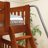 QUADRIVIAL XL CS : Multiple Bunk Beds Queen High Corner Bunk Bed with Ladder + Stairs - L, Chestnut