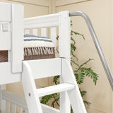 QUADRIVIAL XL WS : Multiple Bunk Beds Queen High Corner Bunk Bed with Ladder + Stairs - L, White