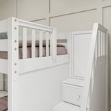 QUANTUM WP : Multiple Bunk Beds Full + Twin High Corner Bunk with Angled Ladder and Stairs on Right, Panel, White
