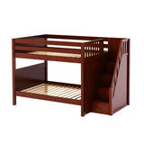 QUASAR CP : Staircase Bunk Beds Full Medium Bunk Bed with Stairs, Panel, Chestnut
