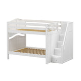 QUASAR WC : Staircase Bunk Beds Full Medium Bunk Bed with Stairs, Curve, White