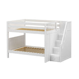 QUASAR WP : Staircase Bunk Beds Full Medium Bunk Bed with Stairs, Panel, White