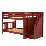 QUASAR XL CS : Staircase Bunk Beds Full XL Medium Bunk Bed with Stairs, Slat, Chestnut