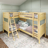 QUATTRO NP : Multiple Bunk Beds Twin High Corner Bunk Bed with Angled and Straight Ladder, Panel, Natural