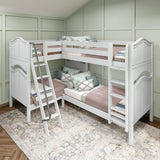 QUATTRO WC : Multiple Bunk Beds Twin High Corner Bunk Bed with Angled and Straight Ladder, Curve, White